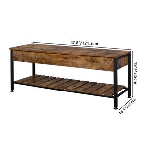 Panca Portascarpe con Telaio in MDF Industriale e Piano Sollevabile RT per Ingresso, Sala da Pranzo, Corridoio, Soggiorno - Product Image 6