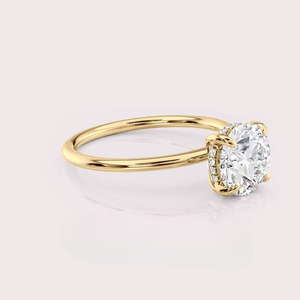 Anillo de Compromiso con Diamante Redondo Creado en Laboratorio, Certificado por IGI, Oro Blanco/Rosa y Amarillo de 9K, Halo Oculto, Anillo Nupcial - Product Image 2