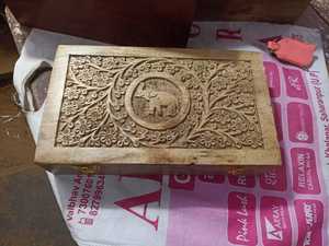 Hand Carved Wooden Jewelry <b>Box</b> Elephant Design <b>Floral</b> Pattern <b>Storage</b> Organizer Case Uttarakhand M/S Huda Handicraft Home Decor - Product Image 3