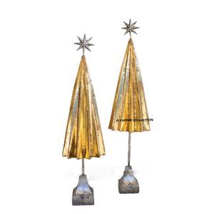 Objets décoratifs pour arbre de Noël en or et argent, pour éclairage LED, articles de Noël en métal, ensemble de 2 pièces - Product Image 1
