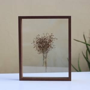Rosewood Veneer Floating Photo <b>Frame</b>, Double Sided Glass, Pressed Flower Display - Product Image 1
