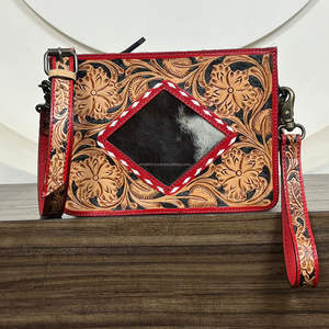 Bolso bandolera pequeño de cuero genuino de estilo occidental de lujo, hecho a mano, para mujer, de piel de vaca natural, cuadrado, con correa para la muñeca. - Product Image 4