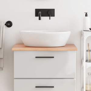 Meuble-lavabo de salle de bain en bois massif brun clair, comptoir de 23,6"x23,6"x0,8" avec traitement lumineux - Product Image 1