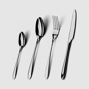 Conjunto de cubiertos de lujo para banquete y boda, juego de tenedor y cuchara de acero inoxidable de diseño sencillo - Product Image 1