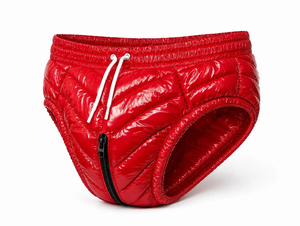 Nylon Puffer Quilted <b>Boxer</b> Briefs Zip Front Breathable Knitted <b>Underwear</b> for Men - Product Image 1