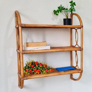 <b>Small</b> bookshelf for room organizer rattan <b>bookcase</b> decorative bookshelves wall mounted racks - Product Image 1