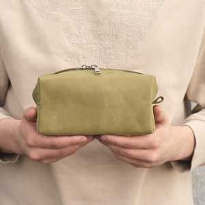 Neceser de Viaje Personalizado de Cuero Genuino con Compartimentos, Bolsa de Aseo Impermeable para Hombre, Bolsa de Cosméticos para Afeitar LYG-0206 - Product Image 5