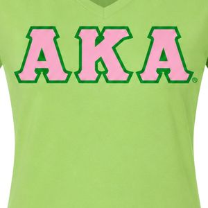 AKA V-Neck Tee Women Green Pink Letters Cotton T-Shirt Casual Fashion Short Sleeve Greek Apparel Comfortable Summer <b>Top</b> - Product Image 6