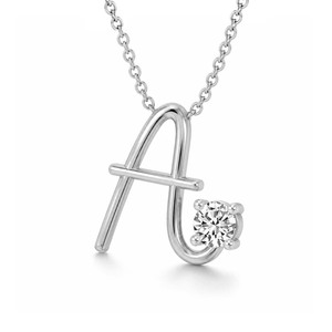 Magnifique collier de mariage en or massif 18 carats avec initiale personnalisée, pendentif lettre alphabet sertie de diamants, certifié IGI, pour femme - Product Image 2