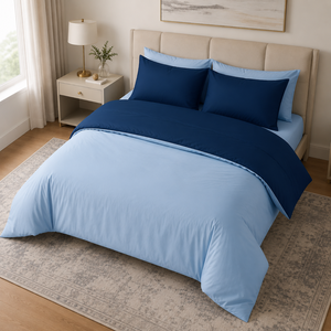 Luxury 250 GSM Dual Tone Sky Blue & Navy Blue Polymix Fabric Comforter Ultra Soft Breathable All Season <b>Quilt</b> Hotel Home <b>Bedding</b> - Product Image 5