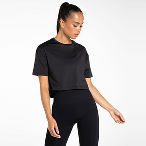 Camiseta Deportiva Corta para Mujer, 100% Algodón, Corte Ajustado, Cuello en V, Manga Corta, Tejido Jersey, Secado Rápido, Tallas Grandes, Ligera, 180g - Product Image 1