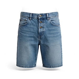 Pantalones Cortos Bermuda de Pana para Hombre, de Cintura Alta, Color Liso, con Cremallera, Estilo Casual, Tallas Grandes, Transpirables, de Algodón Tejido, Estilo Lavado - Product Image 1