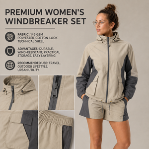 Chaqueta Cortavientos Impermeable para Mujer, Marca Privada, Conjunto de 2 Piezas, Tela Taslan, Resistente al Viento, Fabricante de Ropa OEM ODM para Exteriores - Product Image 1
