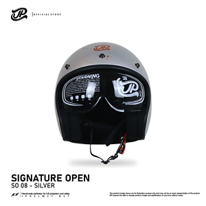 Casco Abierto JP Signature Open Motif SO 08 Retro en Plata, combina diseño clásico y seguridad moderna para motociclismo - Product Image 1