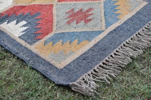 Tapis en jute tissé à la main, tapis kilim réversible, tapis en fibres naturelles durables, style bohème pour la maison et l'hôtellerie - Product Image 2