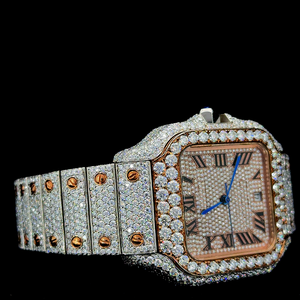 Reloj Hip Hop para hombre de 41 mm con diamantes Moissanite VVS 1 de calidad premium, movimiento automático de cuarzo, oro rosa de dos tonos. - Product Image 5