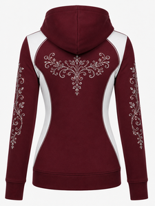 <b>Women's</b> Casual Blue Rhinestone Polyester/Cotton Winter Hooded Lined <b>Hoodie</b> with Front Logo Breathable & Anti-shrink Customizable - Product Image 6