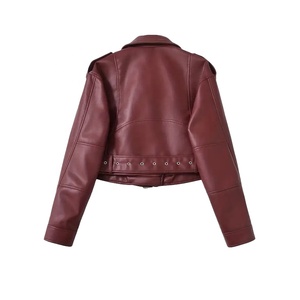2026 Women's Genuine <b>Leather</b> Moto Jacket Solid Color Turn-Down Collar Full Sleeve Zipper Closure <b>Short</b> Length Winter Breathable - Product Image 2