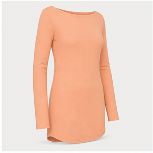 เสื้อยืดผู้หญิงคอกลมแขนยาวทรงสลิมฟิตสีพีช - Product Image 3