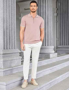 Tejido de punto de alto rendimiento para camisetas de hombre: corte atlético que absorbe la humedad y es antiarrugas para golf y entrenamientos en el gimnasio - Product Image 1