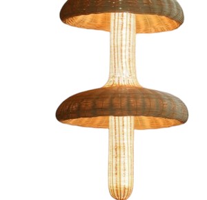 Exquisite Nordic Rattan Lampshade Mixed-Tier Mushroom Pendant <b>Light</b> Fixture Natural Fiber Hanging <b>Chandelier</b> Home - Product Image 3