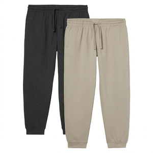 <b>Mens</b> Casual Elastic Waist Drawstring Cuffed Sweatpants <b>Jogger</b> <b>Pants</b> in Gray Beige - Product Image 5