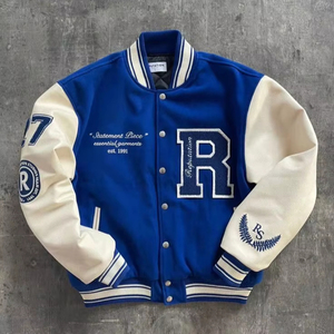 Custom Varsity <b>Jackets</b> Men Embroidery Letterman <b>Jacket</b> <b>Leather</b> Sleeves High Quality College Bomber <b>Jacket</b> Bulk OEM - Product Image 4
