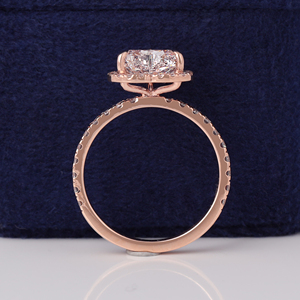 2 Carat Light Pink Heart Lab Diamond <b>Ring</b> Pave Halo IGI Certified 14k Gold <b>Proposal</b> <b>Ring</b> - Product Image 4