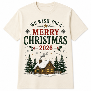 T-shirt imprimé pour homme à manches courtes, coupe classique, col rond, style décontracté, en coton respirant – Joyeux Noël 2026 - Product Image 1