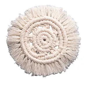 2023 Edição Macrame Coaster Handmade Colocação para Mesa De Jantar Absorvente Resistente Ao Calor Algodão Corda tabela Decor