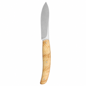 Cuchillos de caza de hoja fija con hoja satinada plateada de punta caída y mango de madera marrón claro natural para camping al aire libre - Product Image 6
