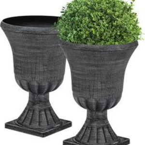 Classic Chrome Plated Metal Garden Urn with <b>Square</b> Base Antique Design for Flower or Green Plant Home Outdoor Garden Use - Product Image 3