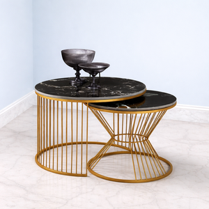 Contemporary Cast Aluminum Bar <b>Table</b> Dual Tier Round Tops Sculpted <b>Wire</b> Base Strong Stability Space Saving Elegant Statement - Product Image 1