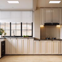 Armoires de cuisine modulaires blanches personnalisées Aige, comptoir en quartz, portes en MDF, armoires de cuisine pour appartement, maison, hôtel, projet