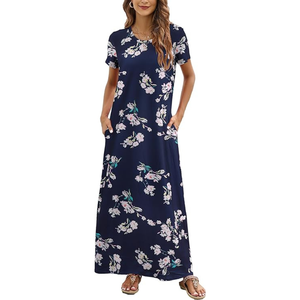 Robe longue blanche abstraite à effet éclaboussures pour femme, en mélange de coton de haute qualité, coupe ample, confortable pour le quotidien - Product Image 2