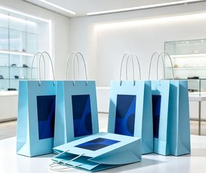 Sacs en papier cartonnés personnalisés pour l'emballage de détail, vente en gros de sacs en papier personnalisés, sacs de shopping - Product Image 1