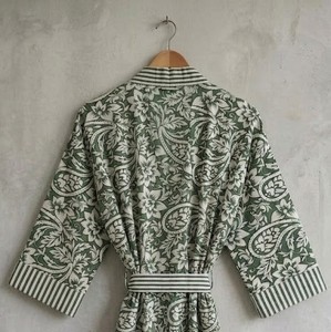 <b>Women</b> Lightweight Cotton Kimono <b>Robe</b> Floral Print Lounge <b>Robe</b> Boho Style Bathrobe with Belt - Product Image 2