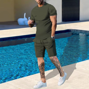 Ensemble de 2 pièces avec logo personnalisé, tenues décontractées pour hommes, t-shirt à manches courtes et short, ensemble de 2 pièces, <span class=keywords><strong>vêtements</strong></span> d'été - Product Image 2