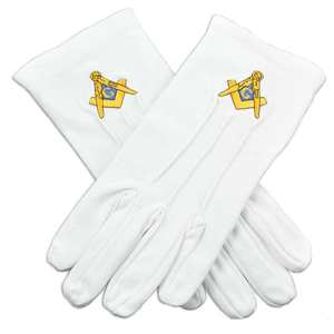 Gants en coton blancs avec broderie couronne et croix, longueur poignet, usage décontracté, utilisation quatre saisons - Product Image 6