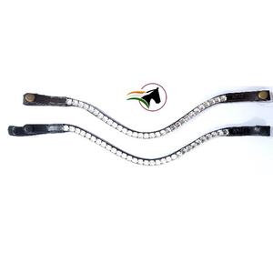 Frontal en cuir plat et fin personnalisable, modèle SLIM FLAT BROW BAND NON-CHANNEL EMPTY CUP Casing, pour selle équine, marque EQUINE SADDLE WORLD, DIY - Product Image 1