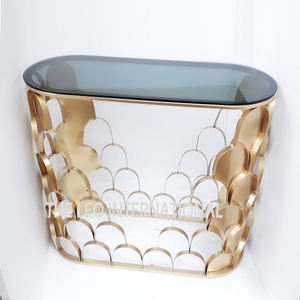 Table console en MDF noir mat avec finition laiton antique brossé, meubles créatifs, table console super luxueuse - Product Image 2