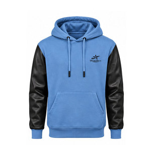 Comfortable Breathable Winter Men's Hooded Leather Sleeves <b>Hoodie</b> <b>Lightweight</b> Street Wear - Product Image 1