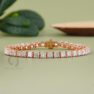 High End 14K Rose <b>Gold</b> Princess Lab Grown Diamond Bracelet 13.53CT EF VVS1 Prong <b>Set</b> Modern Luxury Fine Jewelry SilverColor Tone - Product Image 2