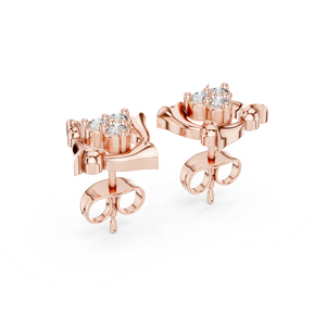 Boucles d'oreilles de fiançailles en or blanc 14 carats avec diamant rond cultivé en laboratoire pour femmes |   Nouveau diamant cultivé - Product Image 4