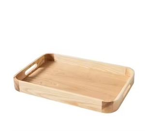 Plateau de service rectangulaire en bois à prix abordable avec poignées en laiton, biodégradable, écologique, durable, type plateau solide pour le service alimentaire - Product Image 6