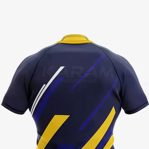 Créez votre propre logo, maillot de rugby unisexe respirant à manches courtes et de couleur unie - Product Image 5