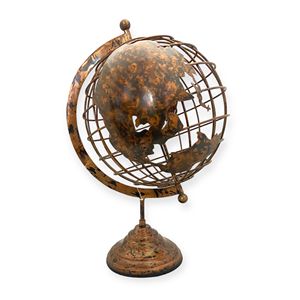 Globe terrestre classique en laiton Art Déco, design artisanal écologique, 8 pouces, pour bureau, avec les monuments de la planète Terre - Product Image 1