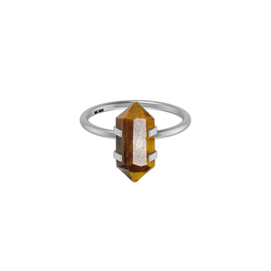 925 Sterling Silver Classic Double Side Pointer Shape <b>Tiger</b> <b>Eye</b> Stackable <b>Ring</b> Prong Setting Wedding Trendy Gift - Product Image 3