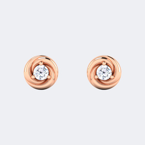 Boucles d'oreilles solitaires en diamant de laboratoire rond brillant 1,00 carat, plaquées or, certifiées IGI - Product Image 4