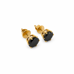 18ct Rose Gold <b>Black</b> Onyx Oval <b>Stud</b> <b>Earrings</b> High Polish Classic Solitaire Party Wedding Gift Jewelry for Women Girls - Product Image 4